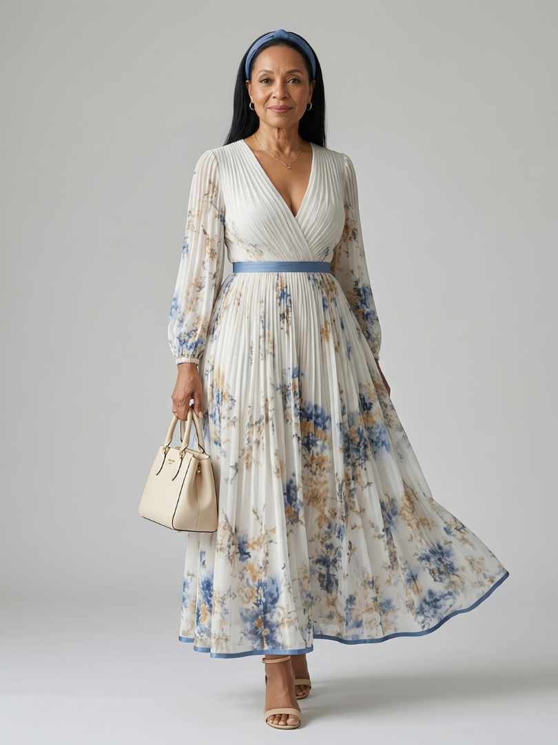 Rylie | Pleated Wrap Midi Dress