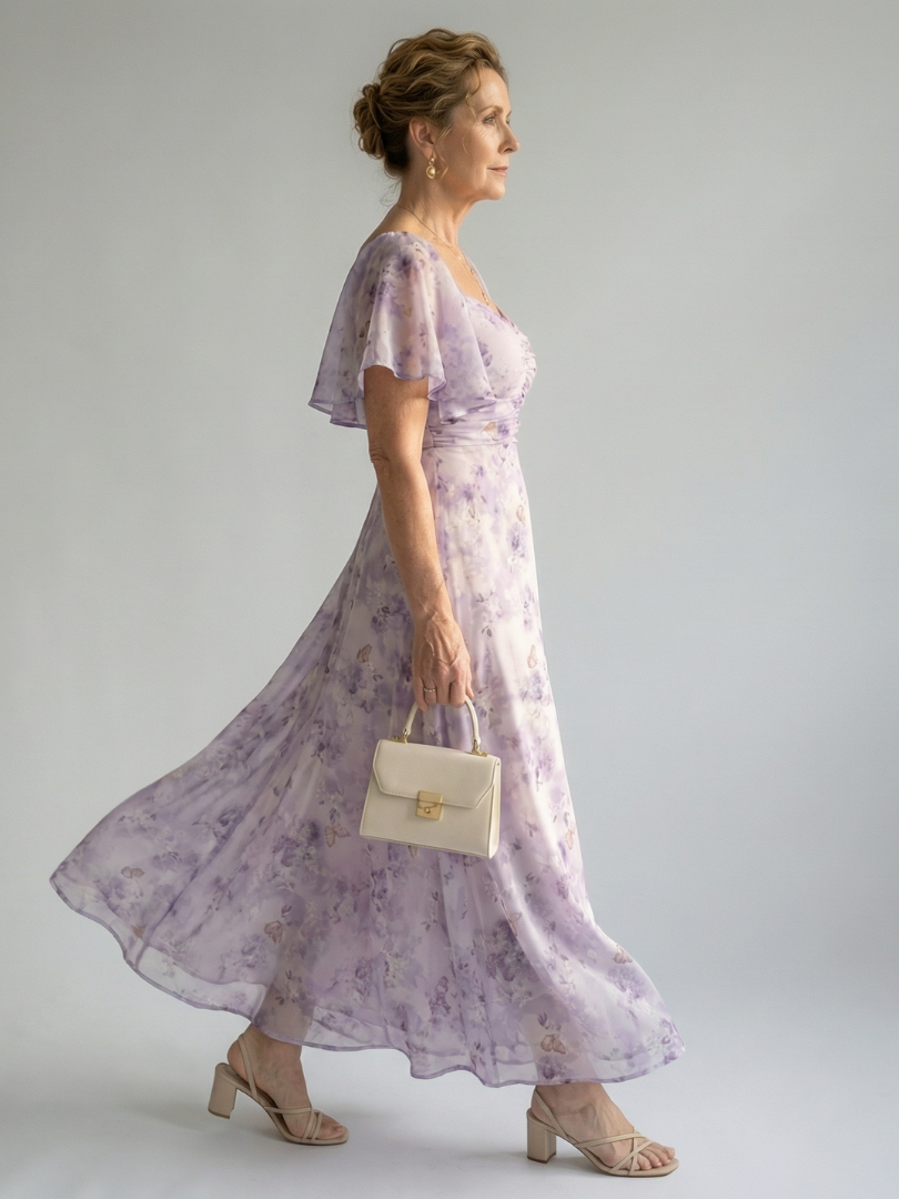 Vivian | Flutter Sleeve Midi Dress