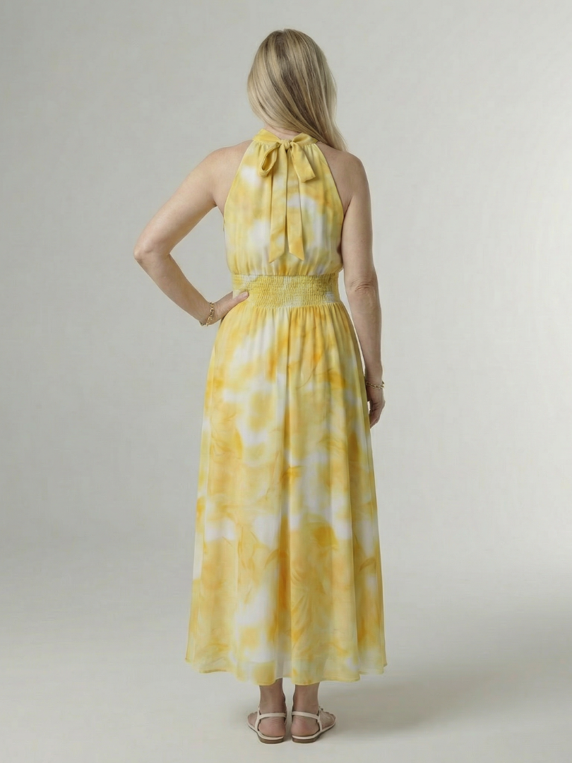 Sylvia | Gathered Halter Midi Dress