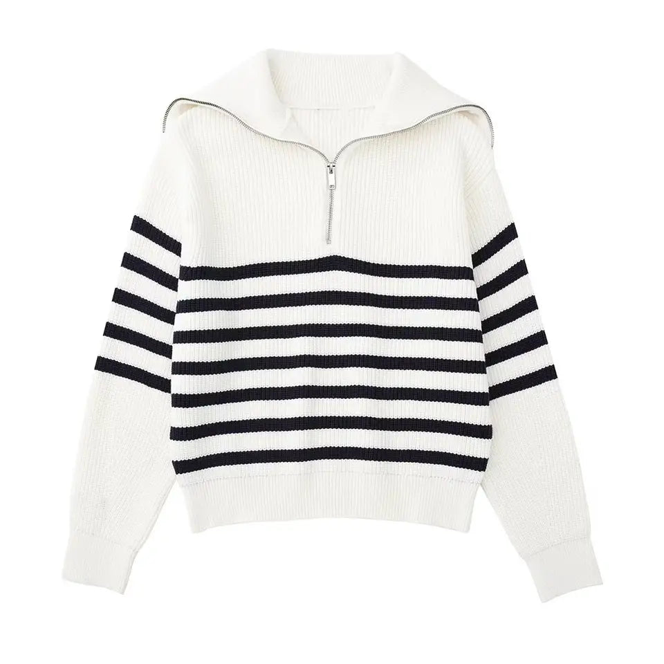 Brian | Striped Zip Sweater