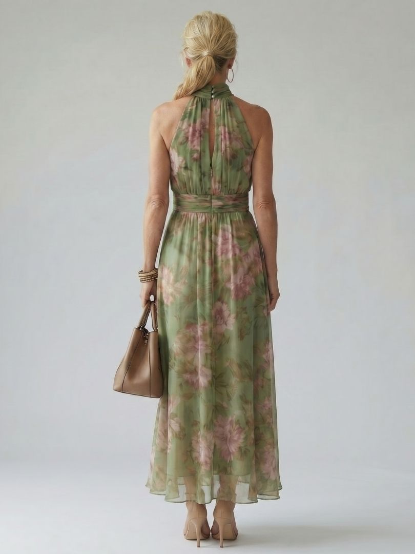 Mira | Gathered Halter Midi Dress
