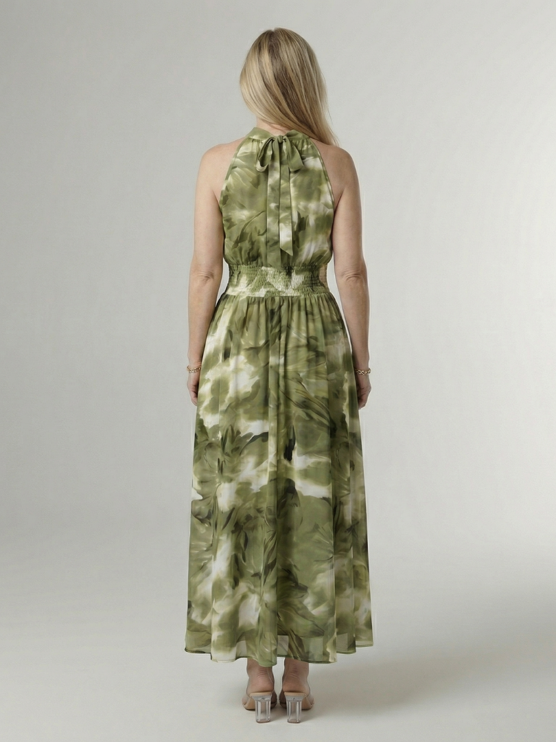 Sylvia | Gathered Halter Midi Dress