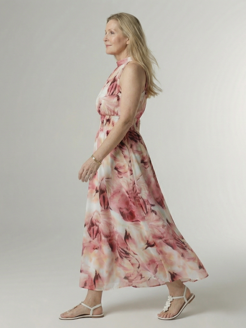 Sylvia | Gathered Halter Midi Dress