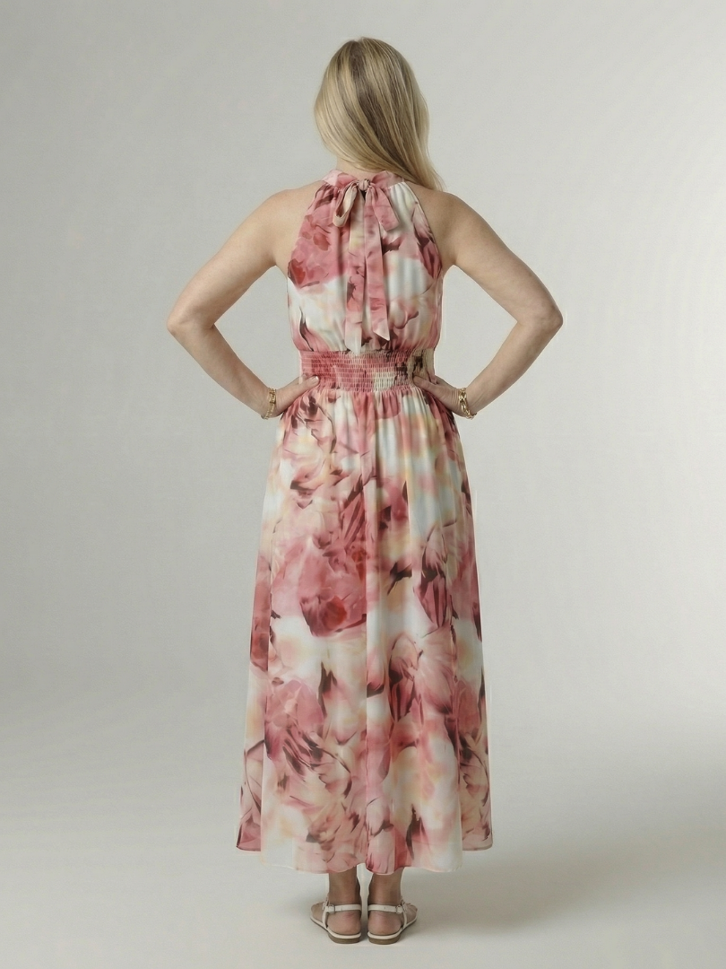 Sylvia | Gathered Halter Midi Dress