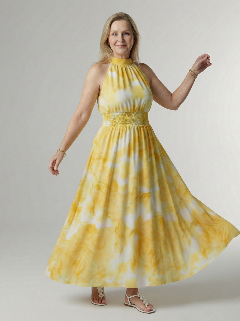 Sylvia | Gathered Halter Midi Dress