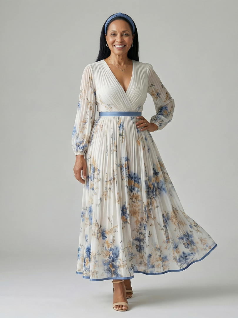 Rylie | Pleated Wrap Midi Dress