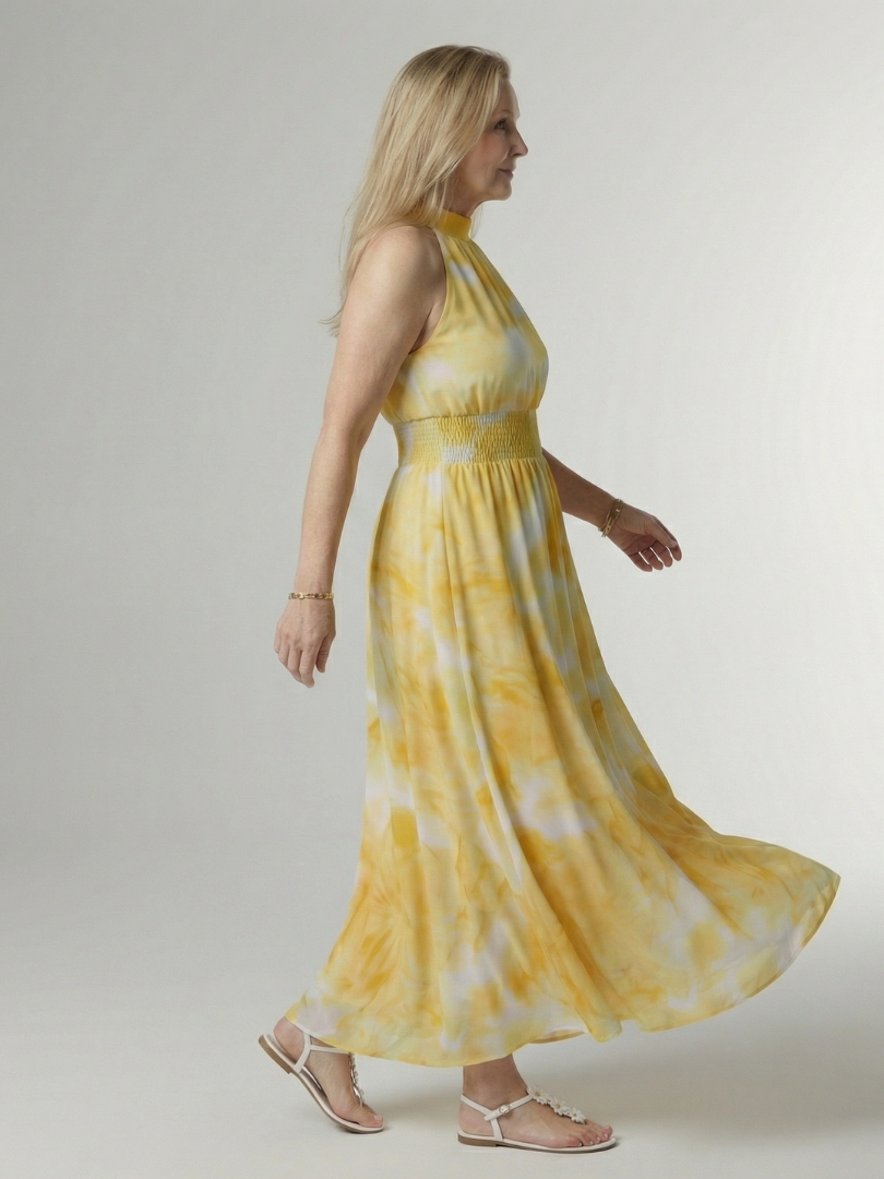 Sylvia | Gathered Halter Midi Dress