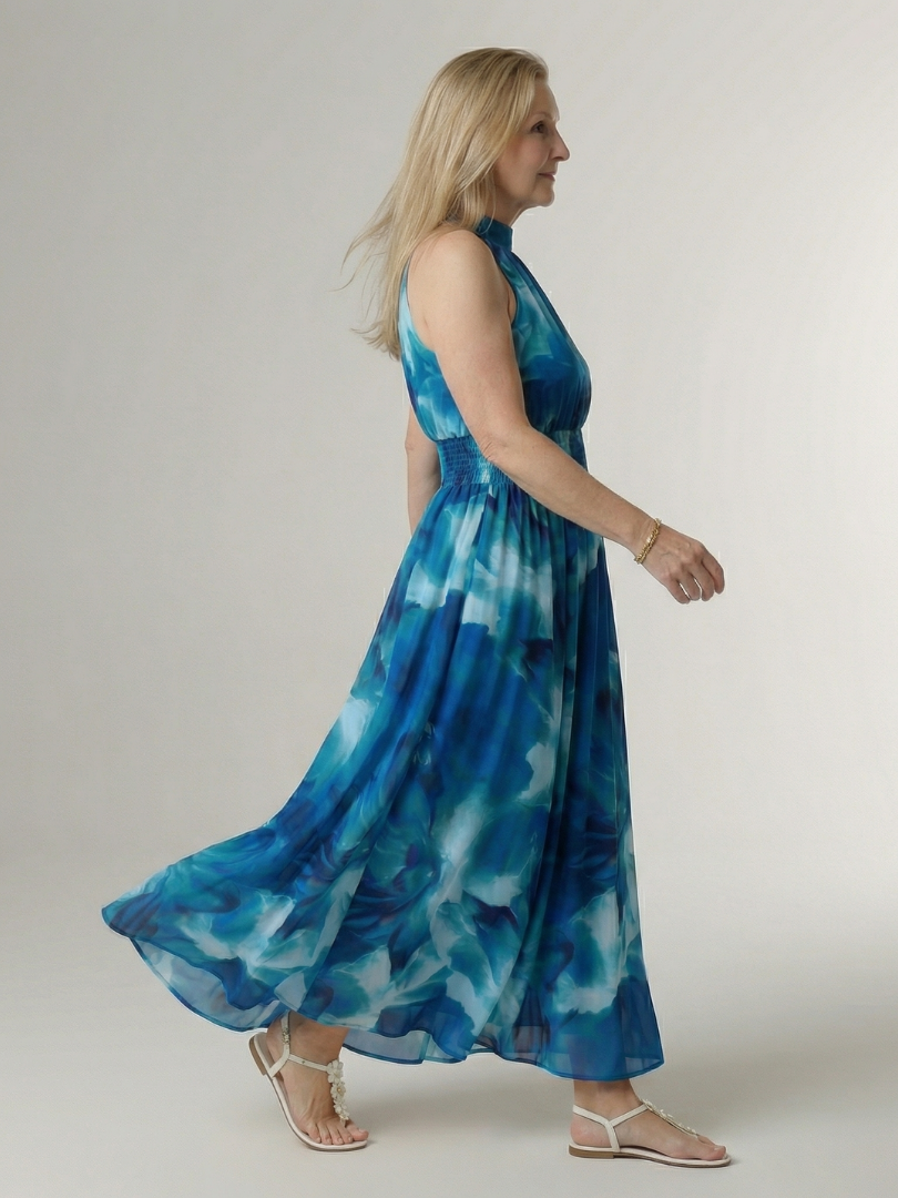 Sylvia | Gathered Halter Midi Dress