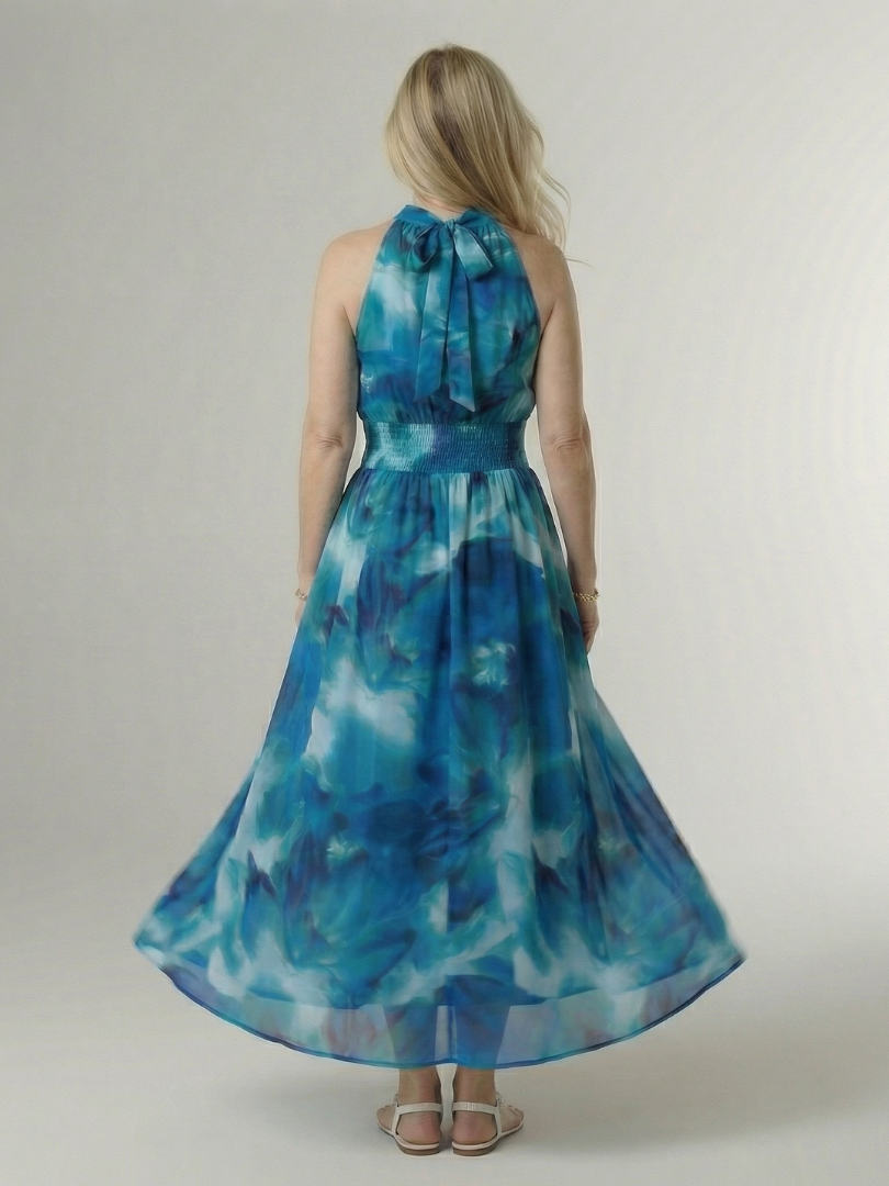 Sylvia | Gathered Halter Midi Dress