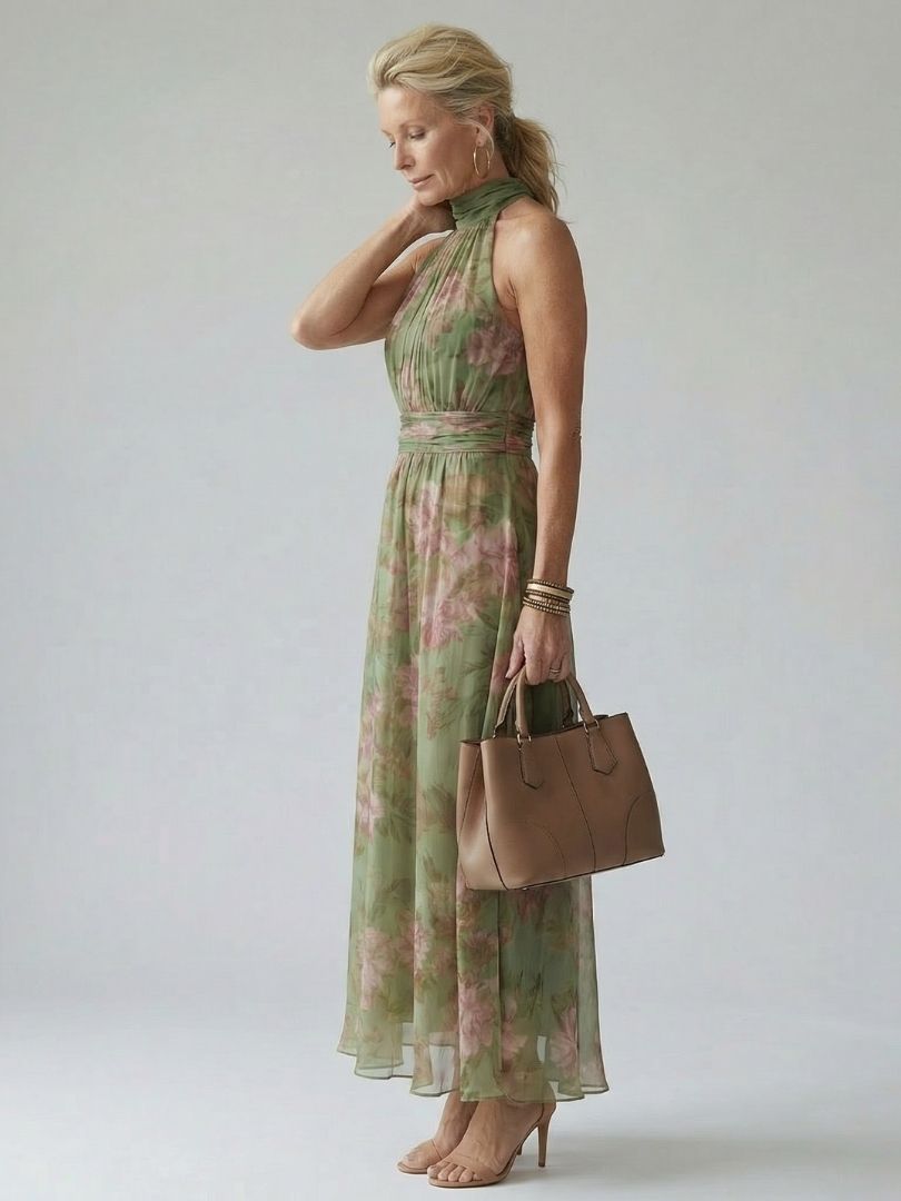 Mira | Gathered Halter Midi Dress