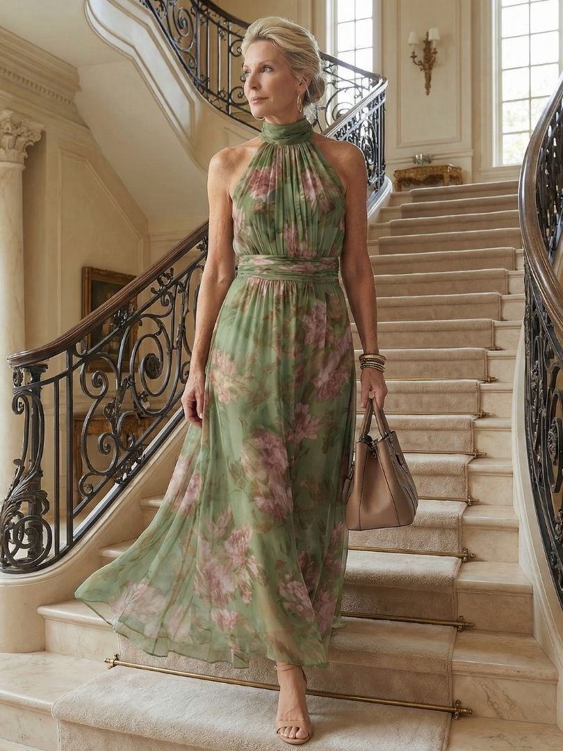 Mira | Gathered Halter Midi Dress